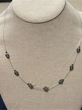 Delicate Glass Bead Necklace in Gray - Women Jewelry